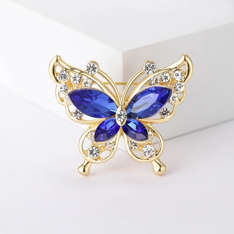 Elegante Spilla a Farfalla in Lega per Donna Placcata Oro Traforata Strass Insetti Spille Accessori per Abiti Gioielli Regalo