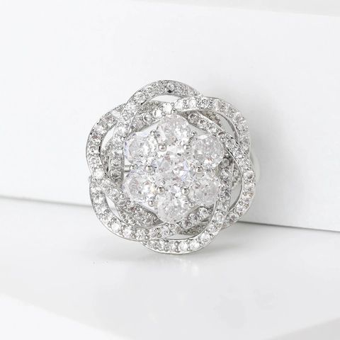 Eleganter Kupfer Strass Blume Brosche für Damen High End Zirkonia Floral Brustnadel Mode Anzug Pin Zubehör Schmuck