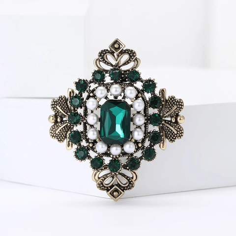 Broche de Estilo Palacio Barroco Vintage de Aleación con Diamantes de Imitación Elegante Moda Mujer Ropa Ramillete Joyería Alfiler Accesorio