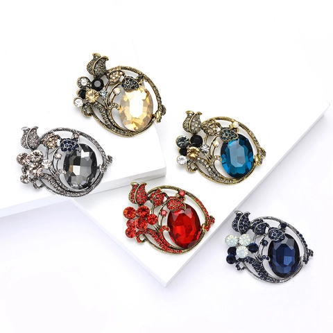 Spilla a Forma di Fiore in Lega di Cristallo Vintage Elegante Corsage di Rose con Strass per Donna Accessorio per Abbigliamento da Matrimonio