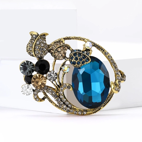 Spilla a Forma di Fiore in Lega di Cristallo Vintage Elegante Corsage di Rose con Strass per Donna Accessorio per Abbigliamento da Matrimonio