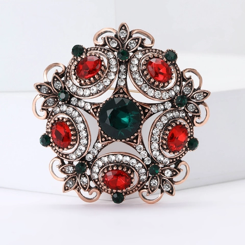 Spilla Vintage Barocca in Lega di Strass a Forma di Fiore Spilla da Corsage in Stile Palazziale Gioielli per Uomo Donna