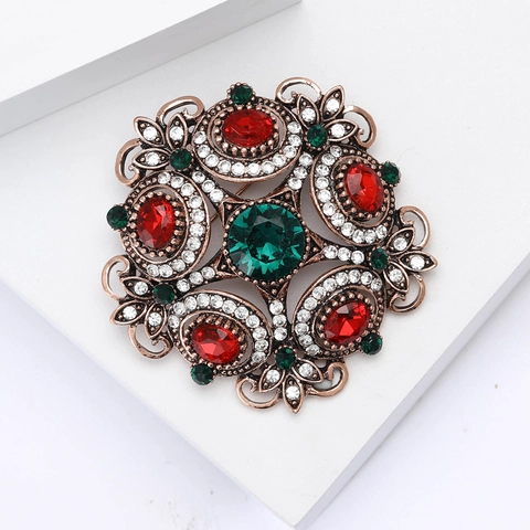 Spilla Vintage Barocca in Lega di Strass a Forma di Fiore Spilla da Corsage in Stile Palazziale Gioielli per Uomo Donna