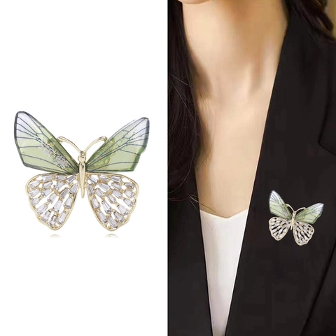 Elegante Spilla a Farfalla in Lega con Strass per Donna Ali Sfumate Gioielli di Moda Accessorio per Cappotto e Completo Regalo per Banchetto