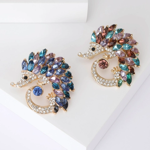 Creatieve Egel Broche Legering Multi-Color Strass Dier Revers Speld Voor Vrouwen Mannen Mode Sieraden Geschenk Accessoire