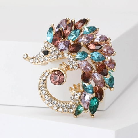 Creatieve Egel Broche Legering Multi-Color Strass Dier Revers Speld Voor Vrouwen Mannen Mode Sieraden Geschenk Accessoire