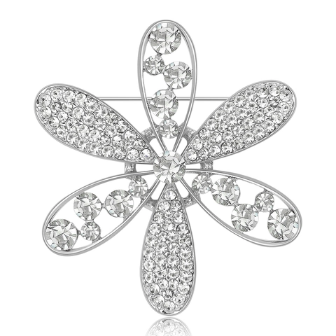 Elegante Legierung Strass Blume Brosche Für Damen Funkelnde Kristall Florale Brustnadel Dekorative Kleidung Zubehör Schmuck