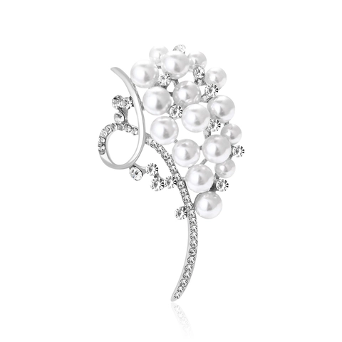 Elegant Alloy Artificial Pearl Rhinestone Brooch Pin For Women Vintage Floral Design Clothing Accessories Banquet Jewelry Gift