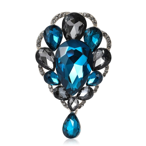 Vintage Luxus Legierung Strass Glas Blume Brosche Für Damen Elegante Kristall Anhänger Kleidung Pin Mode Schmuck Geschenk
