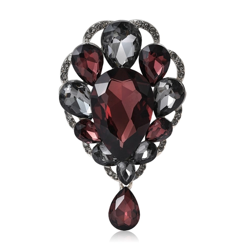 Vintage Luxus Legierung Strass Glas Blume Brosche Für Damen Elegante Kristall Anhänger Kleidung Pin Mode Schmuck Geschenk