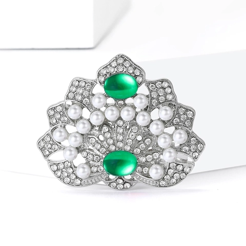 Retro Luxury Artificial Pearl Crown Brooch For Women Alloy Rhinestone Palace Style Coat Corsage Elegant Banquet Jewelry Gift