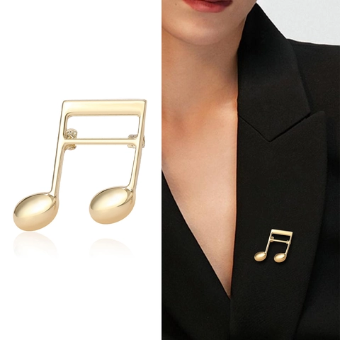 Moderne Legierung Musiknote Brosche Pin Minimalistisch Musiksymbol Reversnadel Für Damen Gold Silber Ton Anzug Accessoire