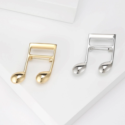 Moderne Legierung Musiknote Brosche Pin Minimalistisch Musiksymbol Reversnadel Für Damen Gold Silber Ton Anzug Accessoire