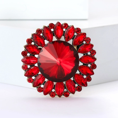 Vintage Alloy Sunflower Rhinestone Brooch For Women High Grade Crystal Flower Pin For Suits Dresses Accessories Jewelry