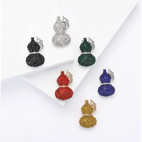 Broche de Calabaza de Aleación de Lujo con Diamantes de Imitación Elegante Hulu de Alta Calidad Accesorios para Mujer Blazer Joyería