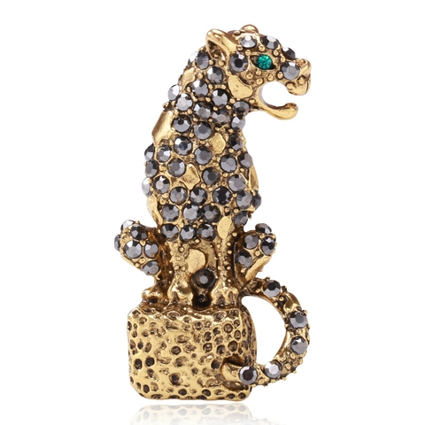 Vintage Legierung Strass Leopard Brosche Für Damen Luxus Pave Tier Panther Brosche Pin Revers Schmuck Hochzeit Party Zubehör