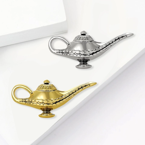 Kreative Aladdin Wunderlampe Legierung Brosche Pin Reliefmuster Vintage Stil Schmuck Für Herren Damen Kleidung Zubehör
