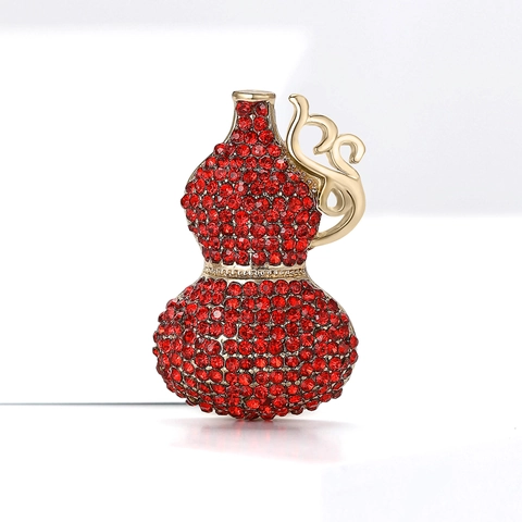 Broche de Calabaza de Aleación de Lujo con Diamantes de Imitación Elegante Hulu de Alta Calidad Accesorios para Mujer Blazer Joyería