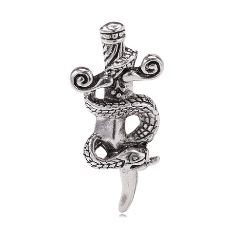 Broche Vintage Gótico De Aleación De Serpiente Alrededor De La Espada Para Mujeres Hombres Incrustado De Strass Daga Ramillete Joyería Punk