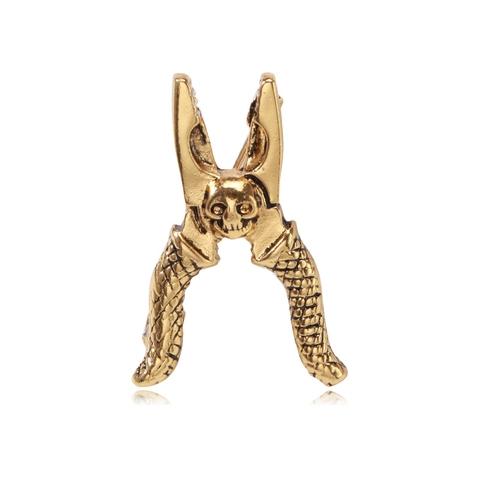 Creativo Pinza Forma Lega Strass Spilla Punk Gotico Teschio Strumento Revers Pin Oro Argento Antico Gioielli Accessori per Donna Uomo