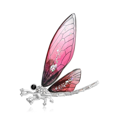 Spilla Libellula in Lega Vintage Con Ali Sfumate E Decorazione in Strass Elegante Spilla Insetto Gioielli per Donna Regalo