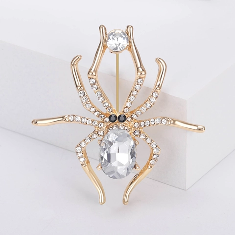 Gothic Alloy Rhinestone Spider Brooch Pin Fashion Halloween Suit Lapel Pin Jewelry Accessory For Men Women Gift