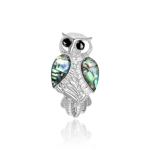 Broche de Búho Vintage de Aleación Con Incrustación de Concha de Abulón Natural Pin de Animal para Mujer Hombre Joyería