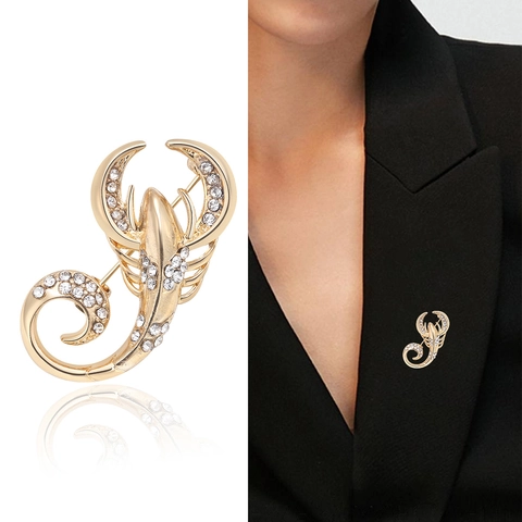 Fashion Alloy Scorpion Brooch For Women Sparkling Rhinestone Inlaid Animal Breastpin Unique Party Jewelry Accessory