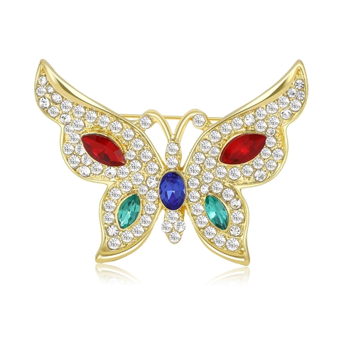 Vintage Strass Schmetterling Brosche Bunte Legierung Kristall Insekt Pin Korsage Mode Schmuck Für Damen Hochzeit Party Geschenk