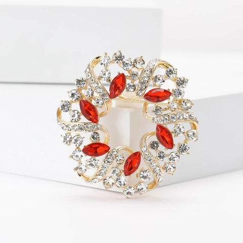 Vintage Legierung Kranz Brosche Für Damen Vergoldet Eleganter Strass Blumenkranz Reversnadel Für Mantel Anzug Kleid Schmuck Geschenk