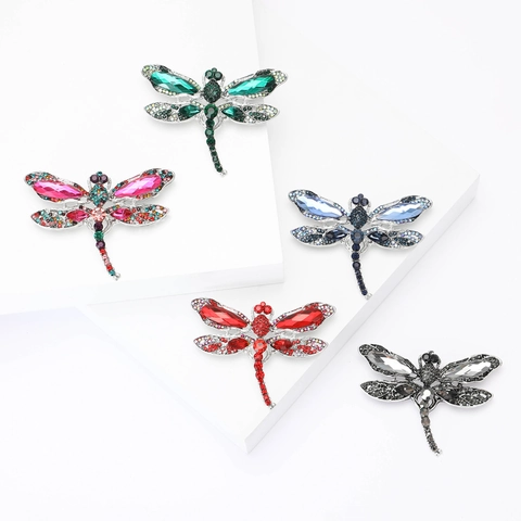 Squisita Spilla a Forma di Libellula in Lega con Strass per Donna Vintage Gioiello Insetto per Completi Cappotti Accessorio Banchetto