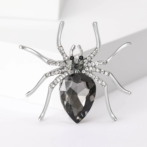 Vintage Halloween Spider Brooch Alloy Rhinestone Inlaid Crystal Pin Creative Insect Corsage Jewelry For Suit Coat Unisex Accessory