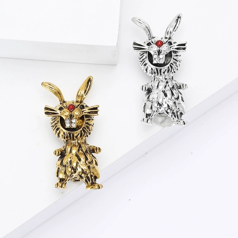 Vintage Legierung Strass Hase Brosche Für Damen Herren Cartoon Tier Pin Für Pullover Strickjacke Mode Schmuck Geschenk