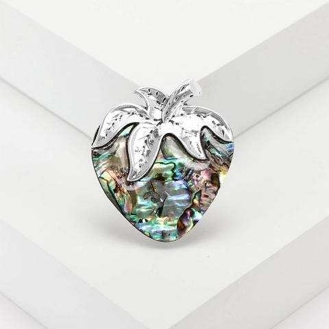 Vintage Abalone-Muschel Erdbeere Brosche Für Damen Legierung Fruchtform Nadel Mode Anti-Exponierung Schal Schnalle Schmuck Zubehör