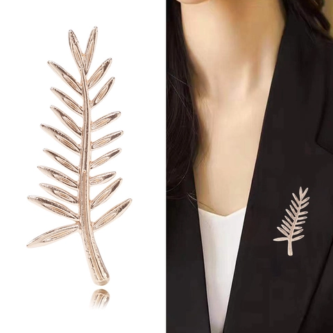 Elegante Spilla a Foglia in Lega con Strass per Donna Stile Coreano Ramo di Pianta Spilla da Bavero Accessori per Abito
