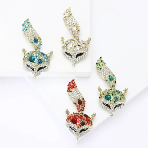 Alloy Fox Brooch For Women Men Rhinestone Animal Corsage Lapel Pin Gold Plated Fashion Jewelry Suit Accessories Decor