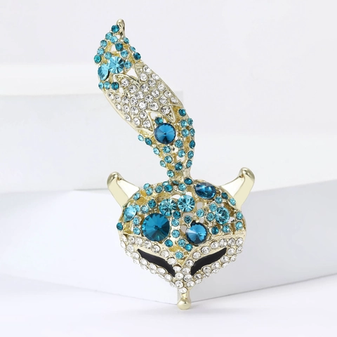 Exquise Broche Renard en Alliage avec Strass Mode Créative Épingle de Poitrine Animal pour Femme Costume Manteau Bijoux Accessoires