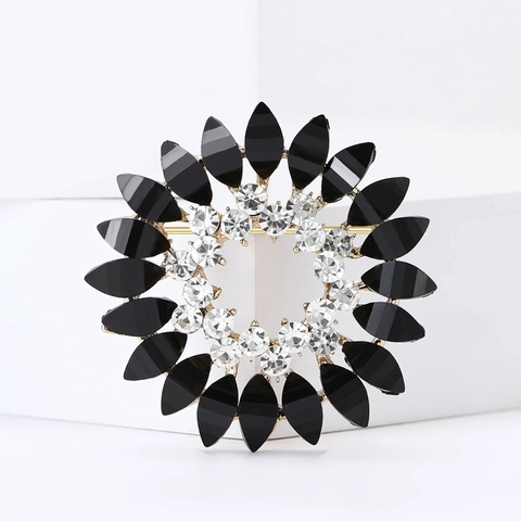 Elegante Broche de Guirnalda de Girasol de Aleación con Diamantes de Imitación para Mujer Alfiler de Solapa Floral Vintage Accesorios de Corsage de Cárdigan de Alta Calidad Joyería Regalo