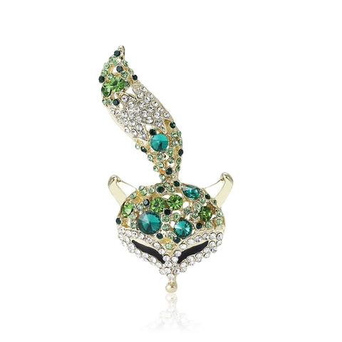 Alloy Fox Brooch For Women Men Rhinestone Animal Corsage Lapel Pin Gold Plated Fashion Jewelry Suit Accessories Decor
