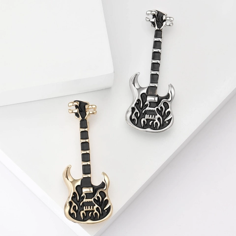 Spilla Creativa per Chitarra Elettrica in Smalto Lega Motivo a Fiamma Distintivo per Strumento Musicale da Donna Gioiello Rock Punk