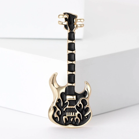 Spilla Creativa per Chitarra Elettrica in Smalto Lega Motivo a Fiamma Distintivo per Strumento Musicale da Donna Gioiello Rock Punk