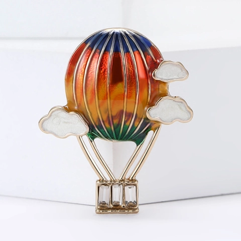 Mode Bunte Emaille Heißluftballon Brosche Für Damen Legierung Strass Wolke Pin Kreative Korsett Kleidung Dekoration Schmuck