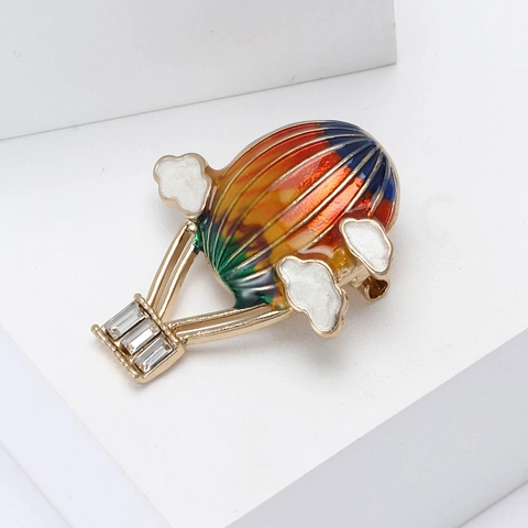 Mode Bunte Emaille Heißluftballon Brosche Für Damen Legierung Strass Wolke Pin Kreative Korsett Kleidung Dekoration Schmuck