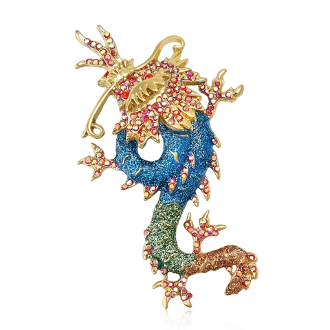 Spilla Drago in Lega Smaltata Vintage per Uomo Spilla da Bavero Drago Cinese Maestosa con Strass per Cappotto Abito Gioielli Accessori
