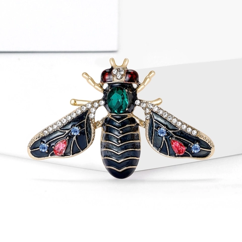 Vintage Legierung Biene Brosche Pin für Damen Luxuriöse Strass Emaille Tier Form Corsage Schmuck Zubehör für Anzüge