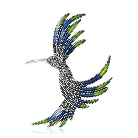Vintage Legering Kolibrie Broche Emaille Vogel Speld Elegant Strass Ingelegde Dier Borstspeld Mode Sieraden Accessoire Voor Vrouwen Mannen
