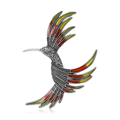 Vintage Legering Kolibrie Broche Emaille Vogel Speld Elegant Strass Ingelegde Dier Borstspeld Mode Sieraden Accessoire Voor Vrouwen Mannen