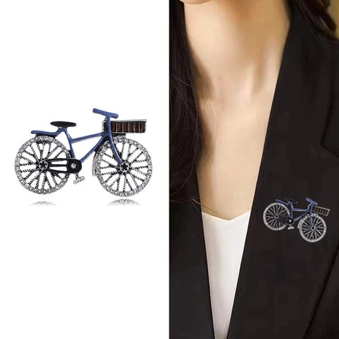 Spilla Retrò a Forma di Bicicletta in Lega con Strass per Donna Accessori Decorativi per Revers di Abiti alla Moda