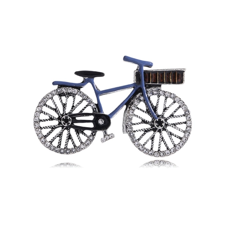 Spilla Retrò a Forma di Bicicletta in Lega con Strass per Donna Accessori Decorativi per Revers di Abiti alla Moda