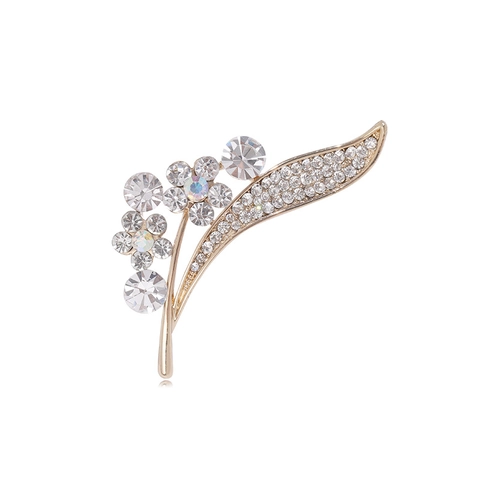 Vintage Alloy Rhinestone Botanical Flower Brooch Pin For Women Fashion Floral Tree Design Apparel Decor Jewelry Accessory